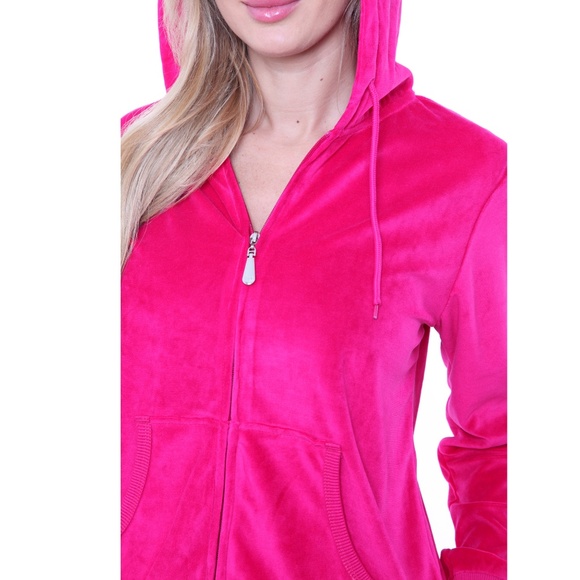 Plus Velour 2 Piece Warm-up Set Fuchsia PS2828-03 - Picture 3 of 8